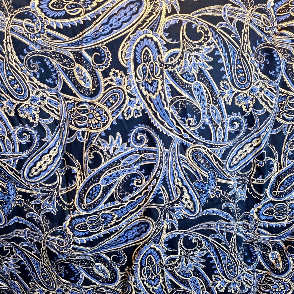 Ralph Lauren Costa Azzurra King Comforter Navy Blue Paisley Cotton Coastl 96x108